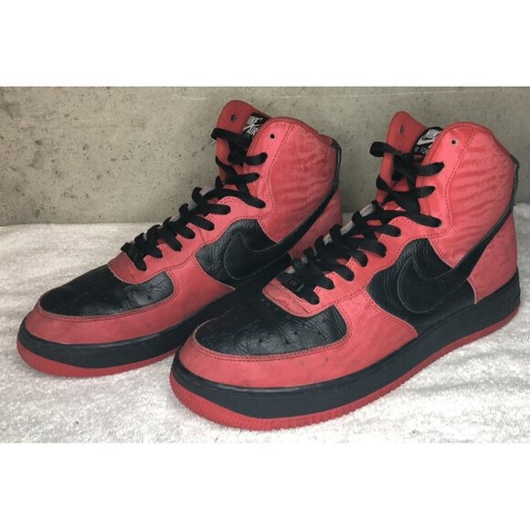 Nike Other - Nike By You Air Force 1 High Red Black Leather Shoes Sneakers DZ3610-900 Size 11